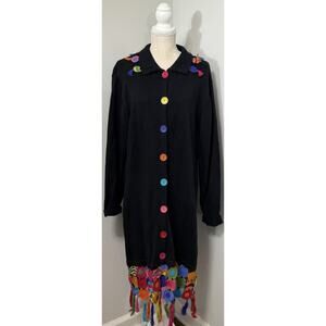 Inspired by Bellepointe Vintage Black Crocheted Trim Long Cardigan Boho XXL
